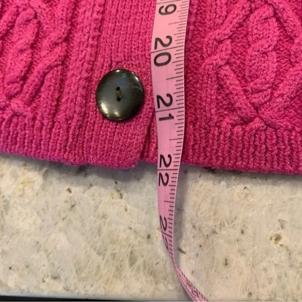 Anne Klein Cardigan Women Size M Pink Excellent Cable Knit Portrait Collar - Picture 9 of 9